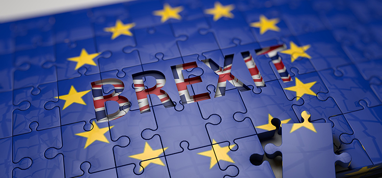 Brexit : European Puzzle with British flag under it
